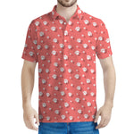 Pink And White Animal Paw Pattern Print Men's Polo Shirt