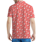 Pink And White Animal Paw Pattern Print Men's Polo Shirt