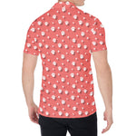 Pink And White Animal Paw Pattern Print Men's Shirt