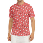 Pink And White Animal Paw Pattern Print Men's Short Sleeve Rash Guard