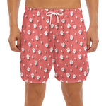 Pink And White Animal Paw Pattern Print Men's Split Running Shorts