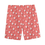 Pink And White Animal Paw Pattern Print Men's Sports Shorts