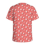 Pink And White Animal Paw Pattern Print Men's Sports T-Shirt