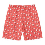Pink And White Animal Paw Pattern Print Men's Swim Trunks