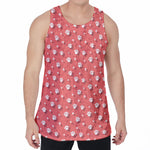 Pink And White Animal Paw Pattern Print Men's Velvet Tank Top