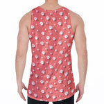 Pink And White Animal Paw Pattern Print Men's Velvet Tank Top