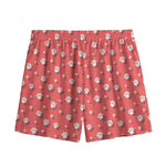 Pink And White Animal Paw Pattern Print Mesh Shorts