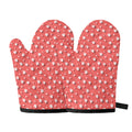 Pink And White Animal Paw Pattern Print Oven Mitts