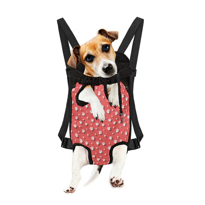 Pink And White Animal Paw Pattern Print Pet Carrier Backpack