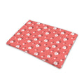 Pink And White Animal Paw Pattern Print Pet Cooling Mat Cover