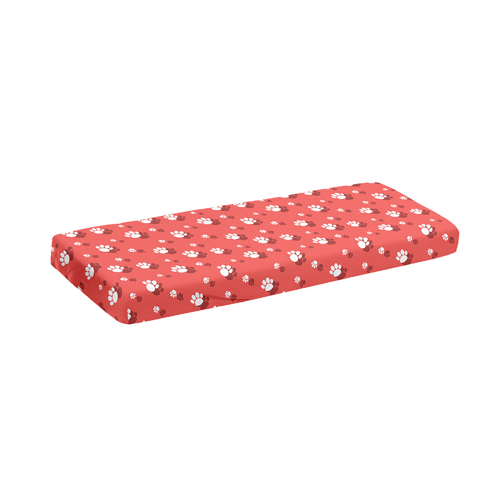 Pink And White Animal Paw Pattern Print Piano Keyboard Cover