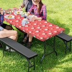 Pink And White Animal Paw Pattern Print Picnic Table Cover