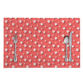 Pink And White Animal Paw Pattern Print Placemat