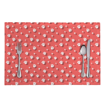 Pink And White Animal Paw Pattern Print Placemat