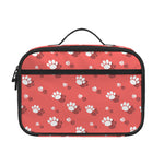 Pink And White Animal Paw Pattern Print Portable Lunch Bag