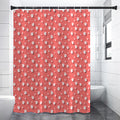 Pink And White Animal Paw Pattern Print Premium Shower Curtain