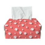 Pink And White Animal Paw Pattern Print Rectangle Tissue Box Cover