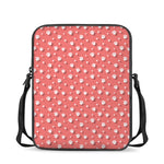 Pink And White Animal Paw Pattern Print Rectangular Crossbody Bag