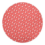 Pink And White Animal Paw Pattern Print Round Blanket