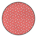 Pink And White Animal Paw Pattern Print Round Floor Mat