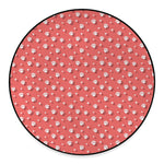 Pink And White Animal Paw Pattern Print Round Floor Mat