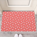 Pink And White Animal Paw Pattern Print Rubber Doormat