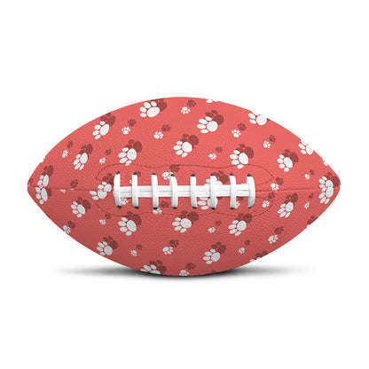 Pink And White Animal Paw Pattern Print Rugby Ball