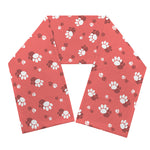 Pink And White Animal Paw Pattern Print Scarf