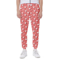 Pink And White Animal Paw Pattern Print Joggers