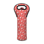 Pink And White Animal Paw Pattern Print Single Neoprene Wine Tote