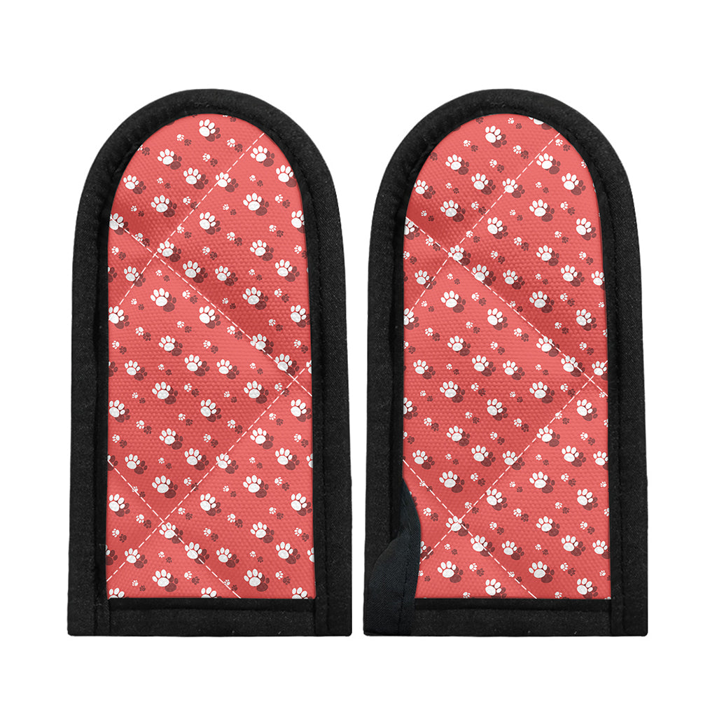 Pink And White Animal Paw Pattern Print Skillet Handle Cover