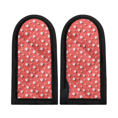 Pink And White Animal Paw Pattern Print Skillet Handle Cover