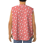 Pink And White Animal Paw Pattern Print Sleeveless Baseball Jersey