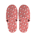Pink And White Animal Paw Pattern Print Slippers