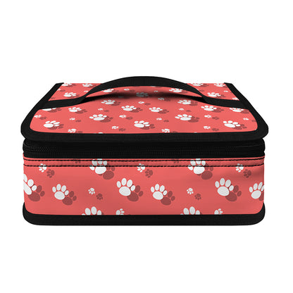 Pink And White Animal Paw Pattern Print Small Lunch Bag