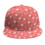 Pink And White Animal Paw Pattern Print Snapback Cap