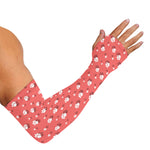 Pink And White Animal Paw Pattern Print Sun Protection Arm Sleeves