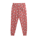 Pink And White Animal Paw Pattern Print Sweatpants