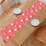 Pink And White Animal Paw Pattern Print Table Runner