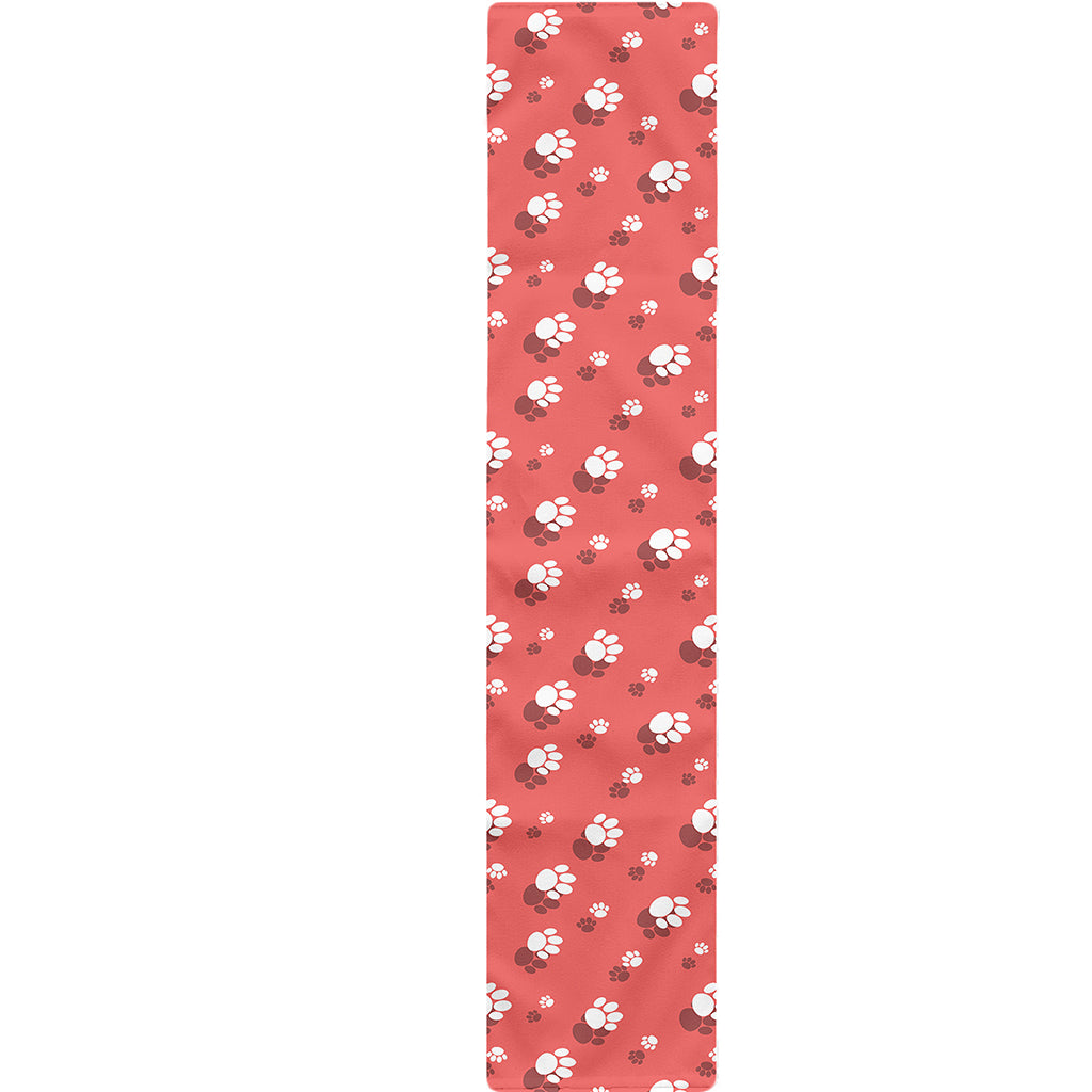 Pink And White Animal Paw Pattern Print Table Runner