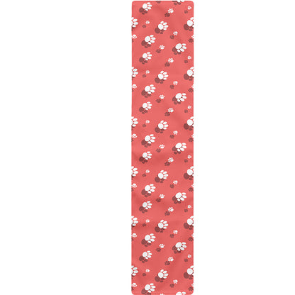 Pink And White Animal Paw Pattern Print Table Runner
