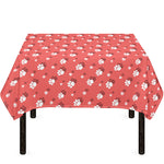 Pink And White Animal Paw Pattern Print Tablecloth