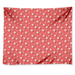 Pink And White Animal Paw Pattern Print Tapestry