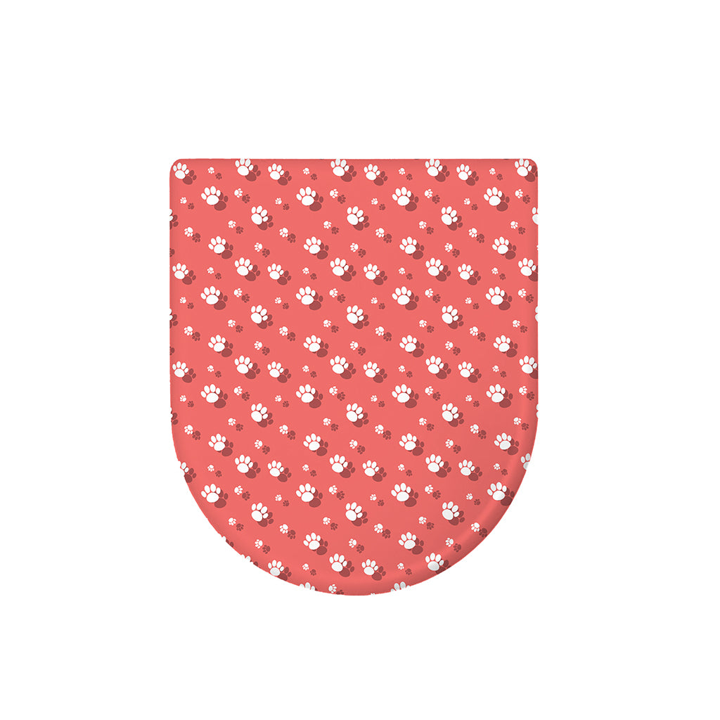Pink And White Animal Paw Pattern Print Toilet Lid Cover