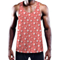 Pink And White Animal Paw Pattern Print Men's Workout Tank Top
