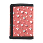 Pink And White Animal Paw Pattern Print Trifold Wallet