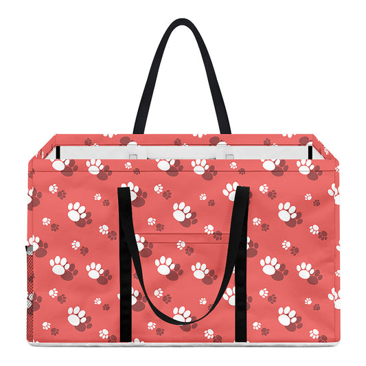 Pink And White Animal Paw Pattern Print Utility Tote Bag