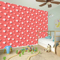 Pink And White Animal Paw Pattern Print Wall Sticker
