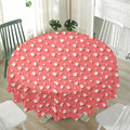 Pink And White Animal Paw Pattern Print Waterproof Round Tablecloth