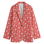 Pink And White Animal Paw Pattern Print Women's Blazer